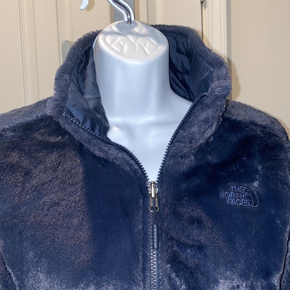 Women's North Face dark blue zippered reversible, coat,jacket, soft ,sz XS - Picture 2 of 16